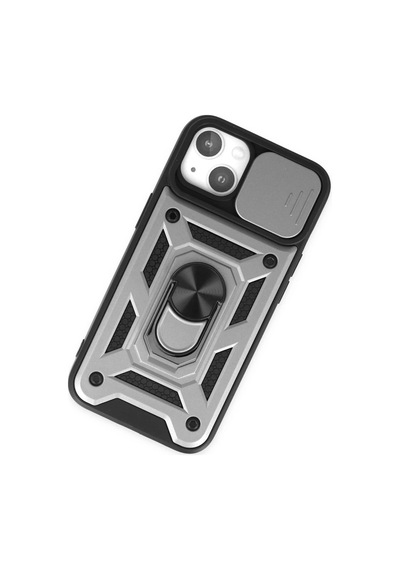 Apple iPhone Uyumlu  14 Uyumlu Kılıf Pars Lens Yüzüklü Silikon - Gümüş