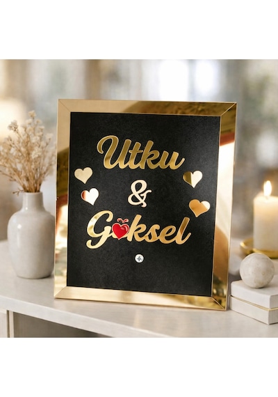 Kişiye Özel Masa İsimliği Dikdörtgen Model Şık Tasarım Altın Pleksi No 1040