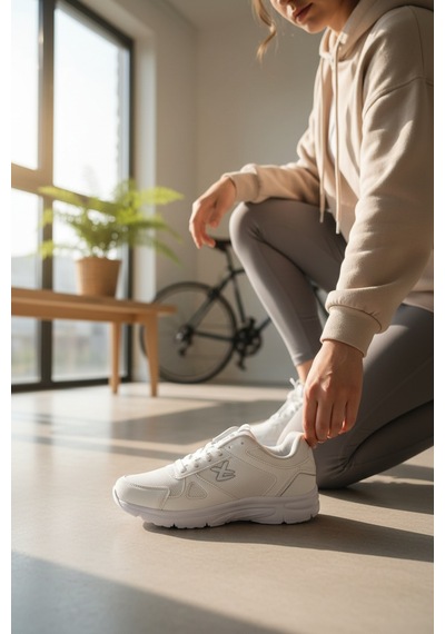 Enoch Erkek Tabanlı Koşu Ve Yürüyüş Ayakkabısı - Fileli Sportif Sneaker Beyaz