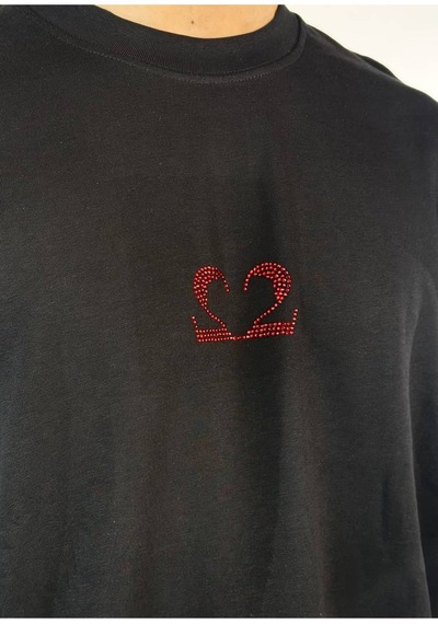 Zaee 2m Motive Taşlı Oversize T-shirt Kırmızı