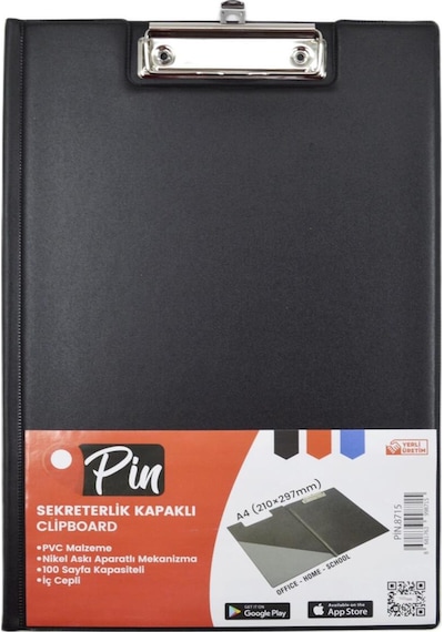 A4 Plastik Kapaklı Sekreterlik Siyah 8715