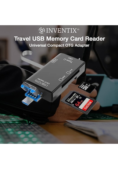 Seyahat Usb Bellek Kartı Okuyucu Mikro Ve Düzenli Sd Kartlar Seyahat İçin - 6 İn 1 Dizüstü Güve