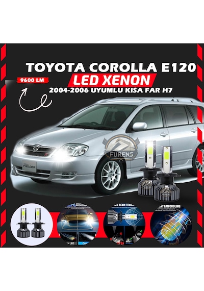 Toyota Corolla E120 2004-2006 Kısa Far Uyumlu Şimşek Etkili Led Xenon Pro Series H7
