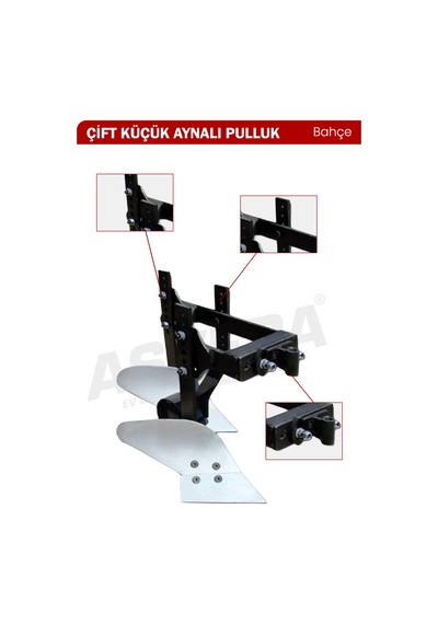 Asvera Büyük Aynalı 2'li Tekerlekli Pulluk - 10-12-22 Hp Çapa Makineleri İçin Çiftli Denge Tekerlekli Pulluk