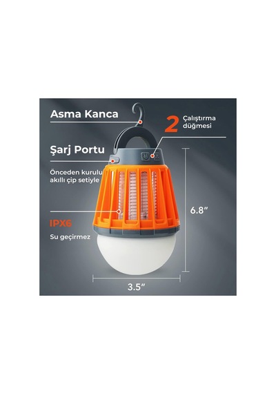 Bix Sivrisinek Kovucu Dış Mekan/iç Mekan Elektrikli, Micro Usb Şarj Edilebilir Sivrisi
