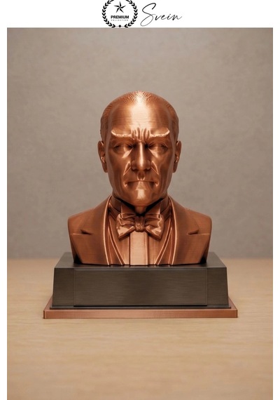 Atatürk Mustafa Kemal Atatürk Büstü 3d Baskı Dekorasyon Biblo Bakır Renk Premium Tasarım Şık Obje E