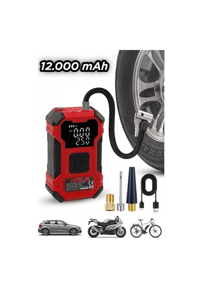 Assur 12000MAH Oto Kompresör Powerbank Led Işık - 3255