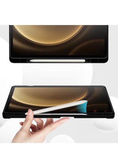 Samsung Galaxy Uyumlu Tab S9 Plus X810 12.4 İnç Kılıf Premium Silikon Kalem Bölmeli Smart Case Kapaklı Kılıf