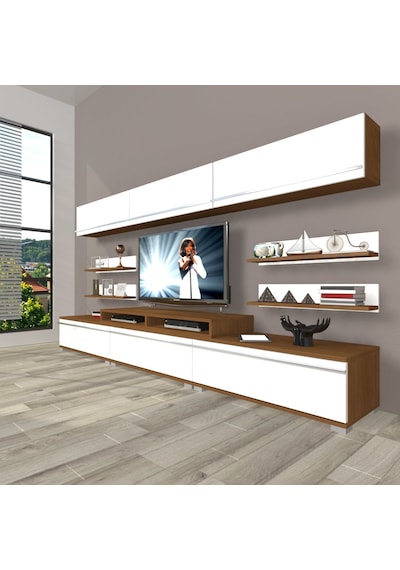 Decoraktiv Ekoflex 8y Mdf Tv Ünitesi Tv Sehpası - Ceviz Beyaz Ahşap - Beyaz