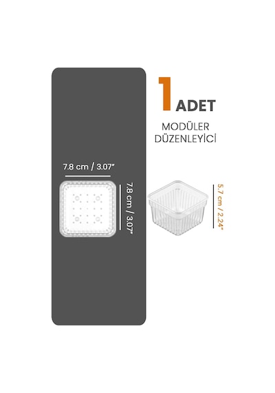 Modüler Çekmece İçi Düzenleyici - Banyo Makyaj Takı Organizer Ofis Düzenleyici 7,8 X 7,8 Cm Şeffaf