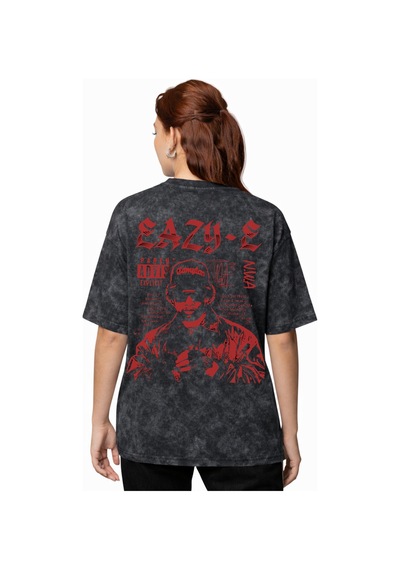 Tasarım Eazy-e Rapper Şarkıcı Sırt Baskılı Unisex Oversize Vintag Siyah