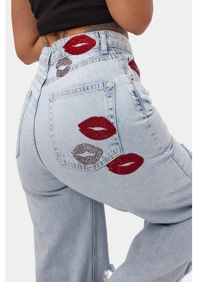 Kadın Ice T-12s6-3 Straight Fit Özel Tasarım Denim Jean Ice Kot