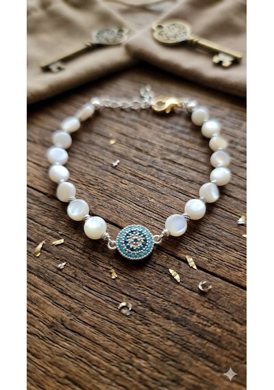 Pearl Medallion El Yapımı Nazar Sedef Bileklik Diğer