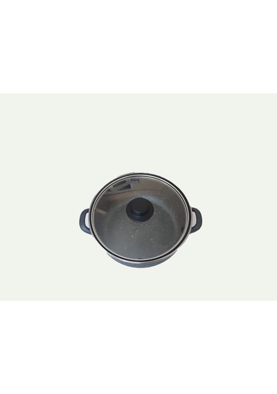Emaye Cam Kapaklı Karnıyarık Pilav Kızartma Tenceresi Çapı 24 cM