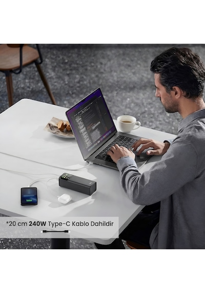 Bix Pb200w 24000mah 140w Usb-c Pd & Usb-a Çıkışlı Powerbank Gri Gri