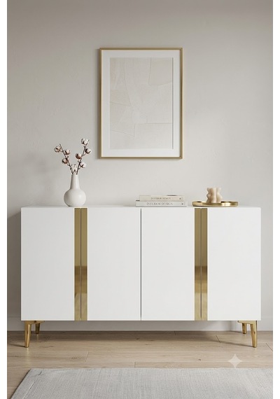 Ka1298bg Anka Konsol Ve Tv Sehpası Beyaz-gold 120cm