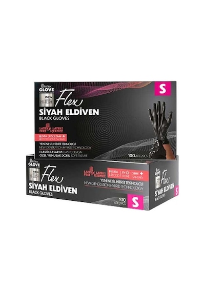 Reflex Flex Eldiven Tek Kullanımlık Pudrasız Siyah Eldiven 100'lü