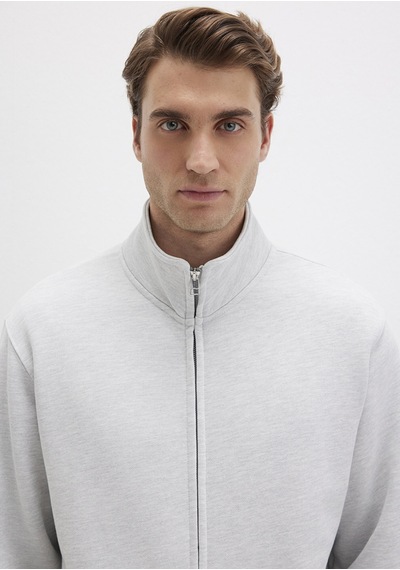 Mavi - Dik Yaka Fermuarlı Gri Sweatshirt 0s10377-82498