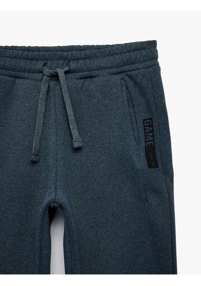 Koton Cepli Beli Bağlamalı Şardonlu Jogger Eşofman Altı Mavi 7wkb40098tk
