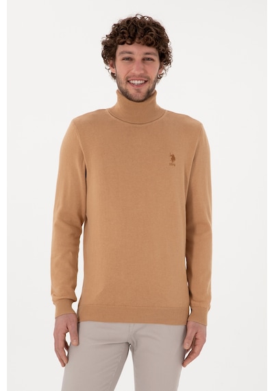 U.S. Polo Assn. Erkek Slim Fit Balıkçı Yaka Camel Melanj Basic Kazak 50288884-VR122 U.S. Polo Assn. Erkek Slim Fit Balıkçı Yaka Camel Melanj Basic Kazak 50288884-VR122