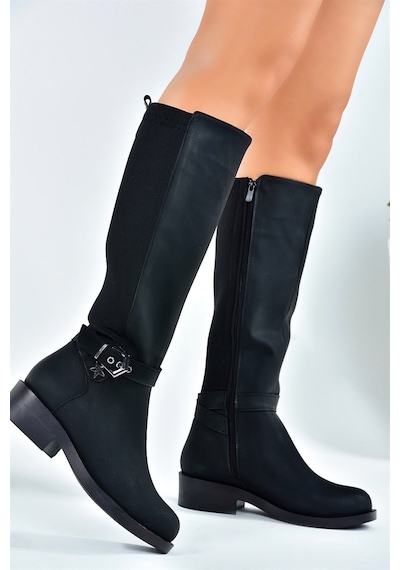 Fox Shoes Siyah Arkası Dalgıç Streç Kumaş Kısa Topuklu Günlük Kadın Çizme G674240109 Siyah Streç Fox Shoes Siyah Arkası Dalgıç Streç Kumaş Kısa Topuklu Günlük Kadın Çizme G674240109 Siyah Streç