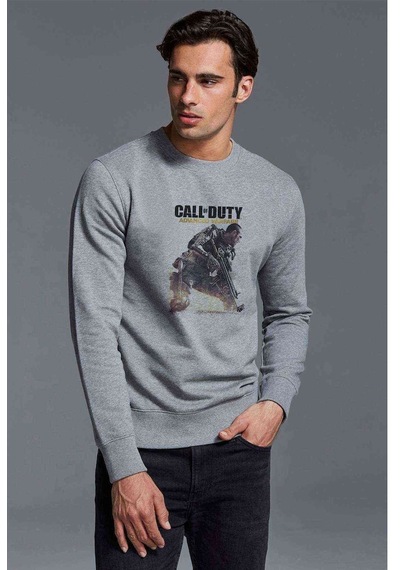 Call Of Duty Advanced Warfare Baskılı Gri Erkek Sweatshirt (534635218)