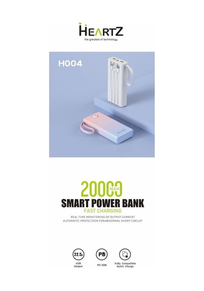 Tr H004 20000 Mah Power Bank Pd 30w Ve Usb 22.5w Fast Hızlı Şarj Dahili Type C Ve Lightning Kablolu Dünya Standart