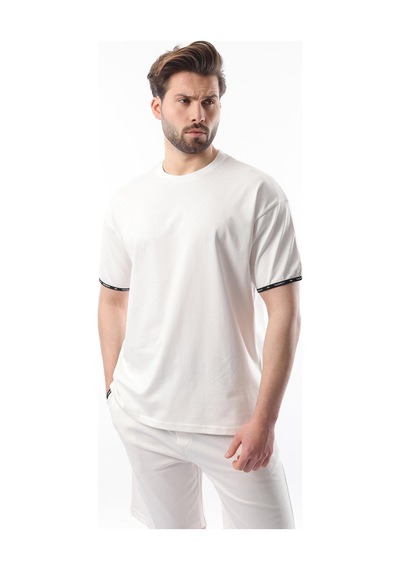 Madmext Ekru Basic Erkek Şort T-shirt Takımı E7307 Ekru