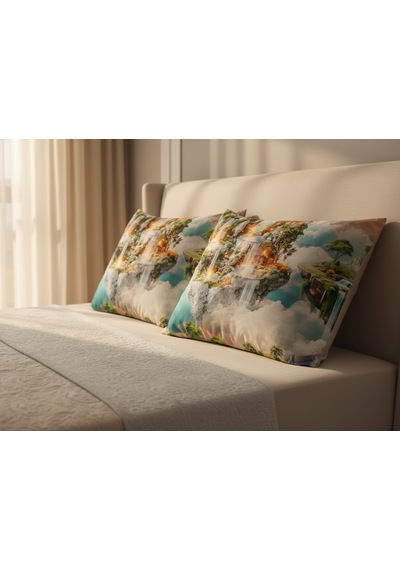 Artunhome Poplin Dijital Baskılı Yastık Kılıfı Seti 2 Adet 50x70 Cm %100 Pamuk Art20120042 Çok Renkli