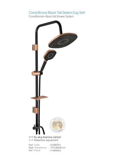 Diamond Coral Bronze-black Tall Sistem Duş Seti Diğer
