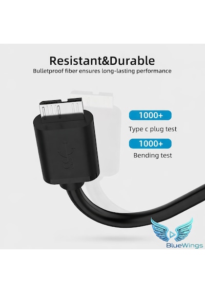 Usb-c To Micro B 3.0 Hard Disk Kablosu 1 Metre 5gbps Yüksek Hızlı Veri Aktarımı Type-c Harici Hdd & Ssd Bağlantı Kablosu