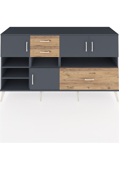 Hyperion Konsol 7 Raflı 3 Çekmeceli 4 Kapaklı 176x44x99 Antrasit- Antrasit-antrasit/çam