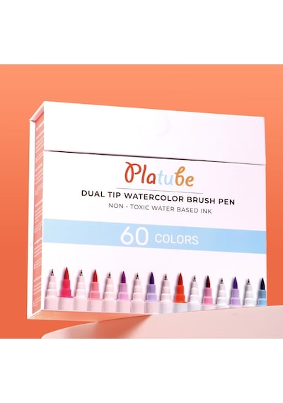 Platube Çift Taraflı Brush Pen 60’lı Marker Kalem Seti Bullet Jurnal Mandala Eskiz Boyama Seti