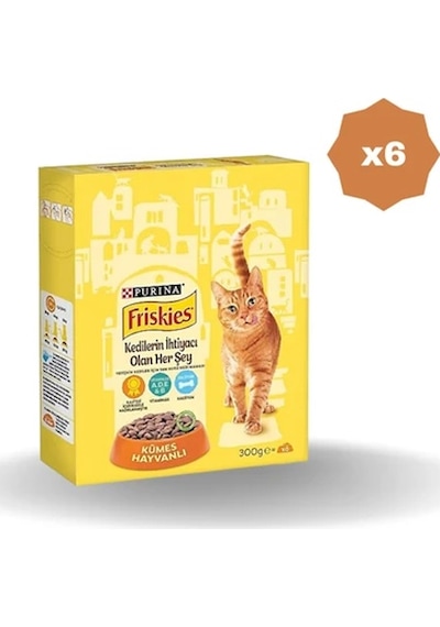 Felix Kedi Friskies Yetişkin Kümes Hayvanlı Kuru Mama 300 Gr - 6 Adet