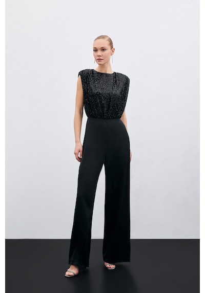 Sateen Payetli Saten Tulum - Siyah-135933 Siyah