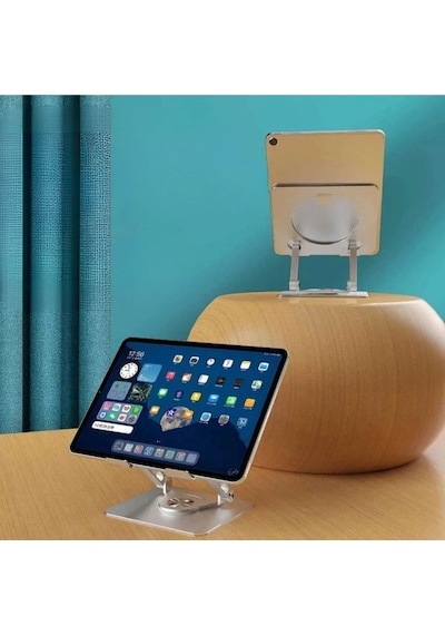 Bay 360 Derece Dönebilen Yükseltilmiş Masaüstü Ayarlanabilir Metal Tablet Standı Najmaddin