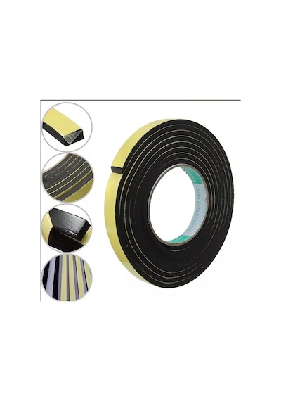 Yapışkan Kapı Pencere Bandı Süngeri Yalıtım Süngeri Eva-3Mmx10Mm-Siyah-10 Metre