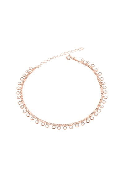 Brezza Lusso Jewelry Classical Su Yolu Gurmet Zincir Gümüş Kadın Ayak Halhal Rose