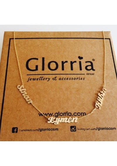 Glorria Glorria Altın Kişiye Özel Üç Isimli Kolye