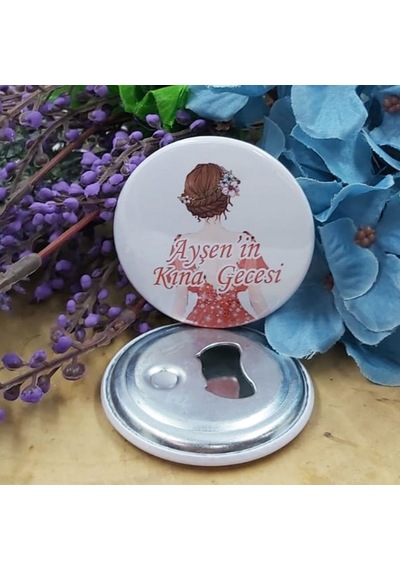 Gelinli Kına Gecesi Metal Açacak Magnet 6 Cm 30 Adet