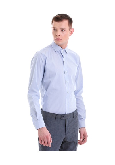 Hatemoğlu Mavi Comfort Fit 100% Pamuklu Uzun Kollu Gömlek 23d190000043 161 Buz Mavi