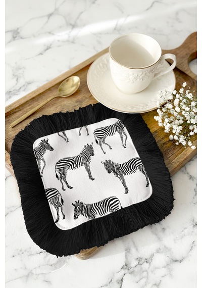 Zebra Motifli Lüks Saçaklı Sunum Peçetesi - Safari Temalı Bohem Siyah Kenarlı Bardak Altlığı Mendil Gece Krem Bej Zebra Motifli Lüks Saçaklı Sunum Peçetesi - Safari Temalı Bohem Siyah Kenarlı Bardak Altlığı Mendil Gece Krem Bej