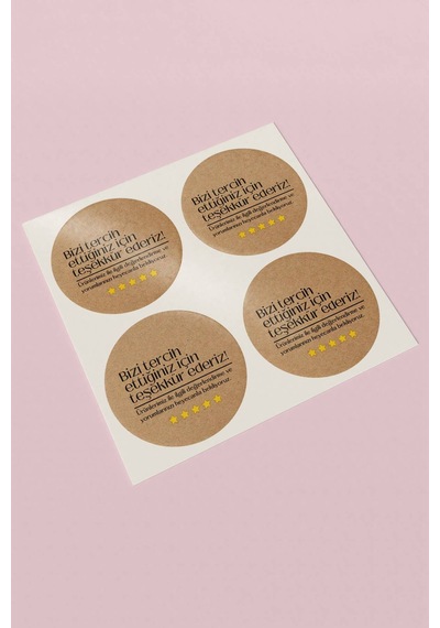 Teşekkürler Kraft Yıldızlı Sticker 3x3cm St2281 Çok Renkli