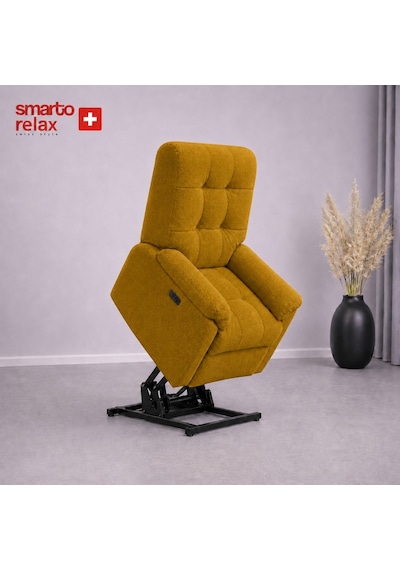 Smarto Relax Porto Liftli Çift Motorlu Elektrikli Ayağa Kalkma Destekli Polyester Hasta Ve Baba Tv Koltuğu Sarı