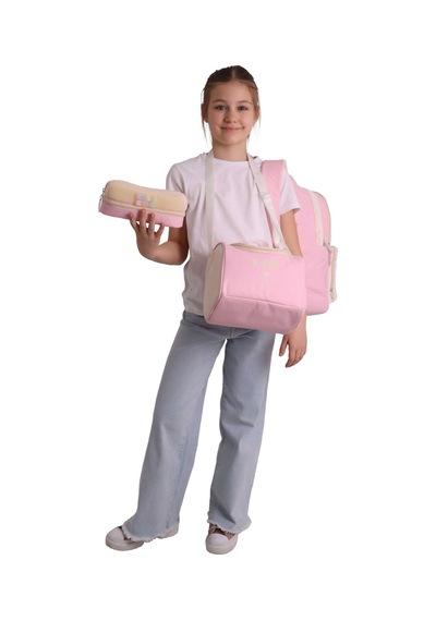 Calacilo K-pop Pink Pembe Peluş Aksesuarlı Pembe Kız Çocuk Üçlü İlkokul Okul Çantası Seti - Setcc-c4107a