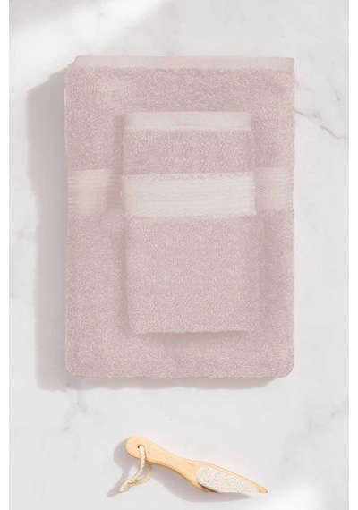2 Parça Battal Lüks Premium Banyo Spa Havlu Takımı 90x170 Cm Pudra Çok Renkli