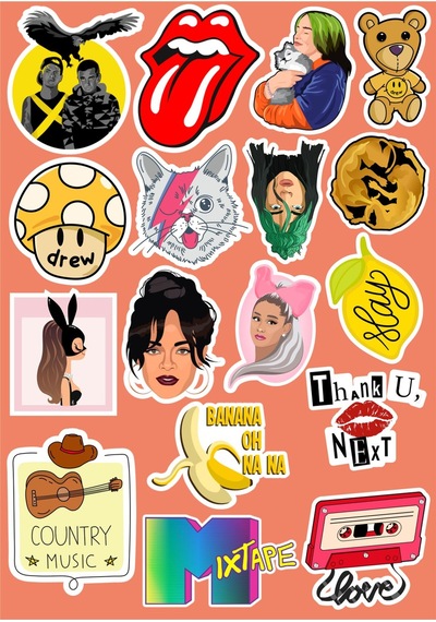 Müzik Eğlenceleri Seri 1 Sticker Seti Laptop Ajanda Pc Tablet Telefon Defter Etiket Bullet Journal Diğer