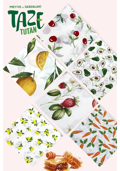 6 Parça Tekrar Kullanılabilen Balmumu Gıda Saklama Bezi Beeswax Food Wraps Mumo Çok Renkli