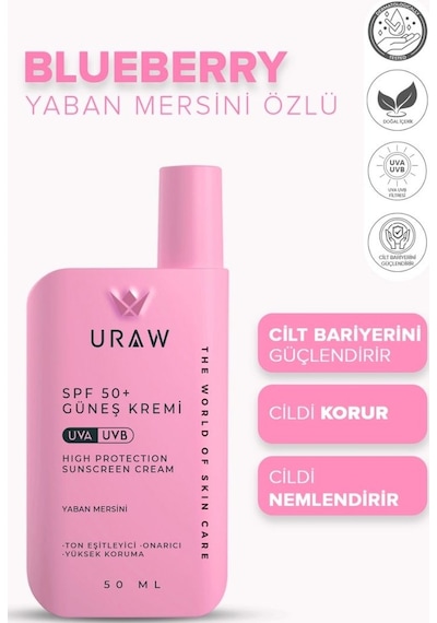 Uraw Pink Touch Blueberry Ton Eşitleyici Güneş Kremi SPF50+ 50 ML
