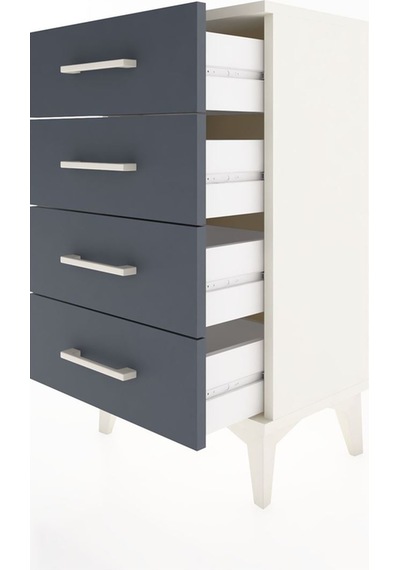 Arges Komodin 4 Çekmeceli 44x30x80 Aytaşı-antrasit Aytaşı